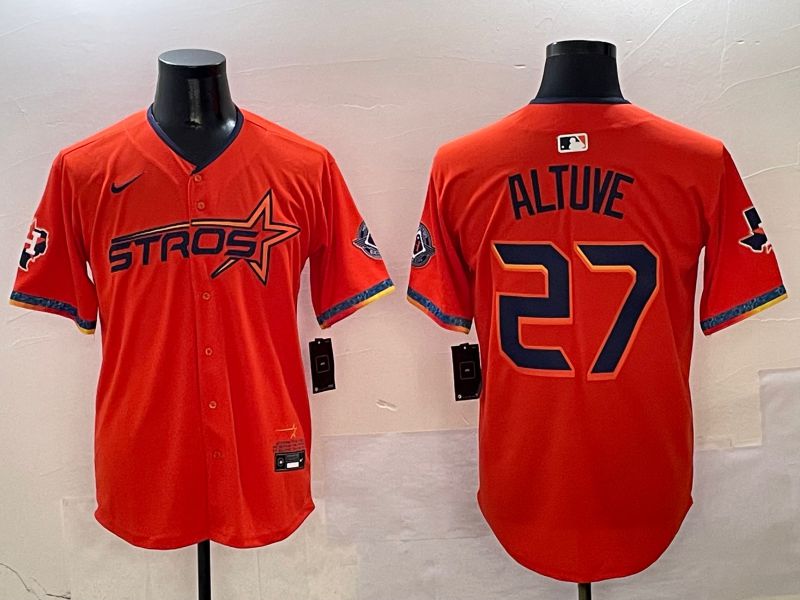 Men Houston Astros #27 Altuve Orange Five generation Joint Name Nike 2025 MLB Jersey style 1